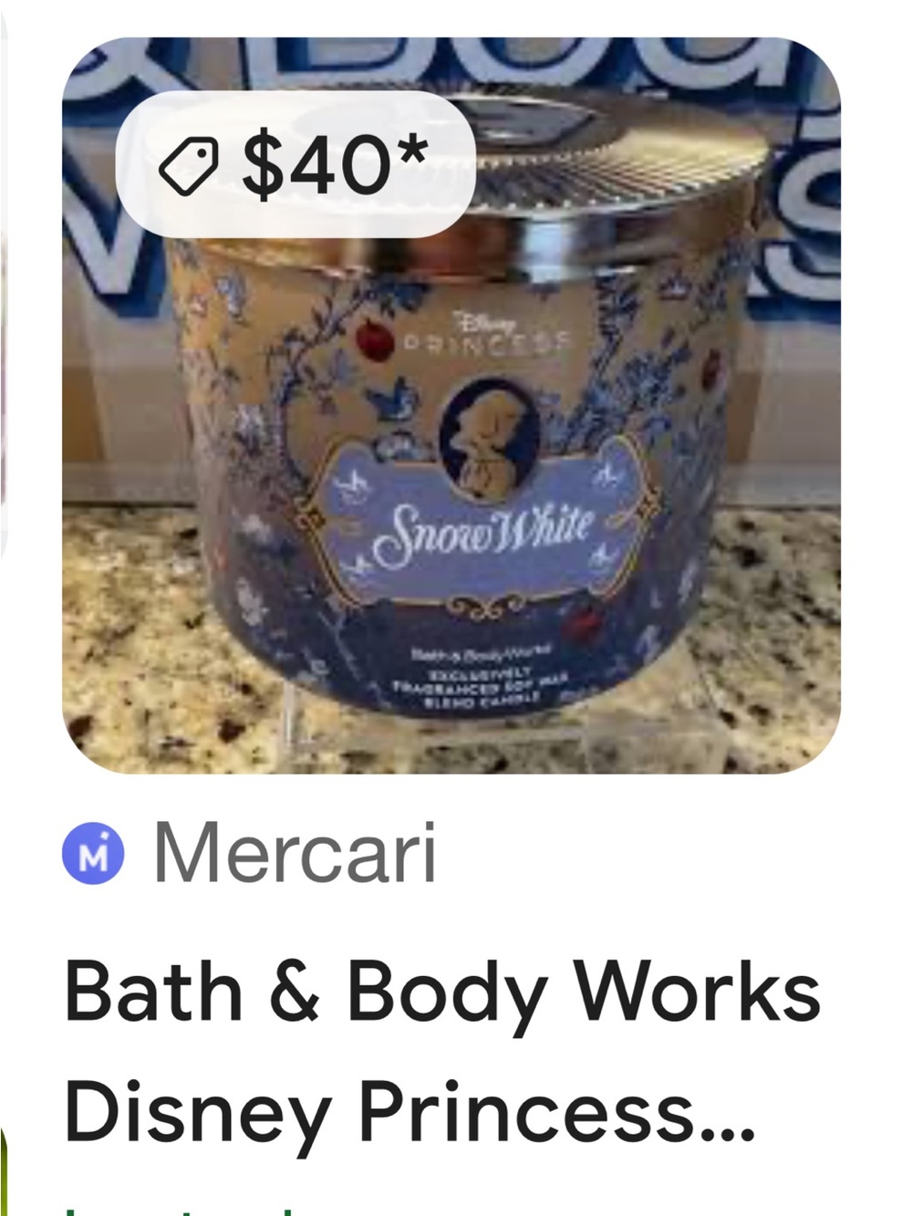 Disney Princess Snow White 3-Wick Candle from Bath & Body Works. SOLD OUT - Picture 2 of 4